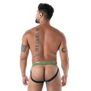 TOF PARIS Zipped Jock Latex Second - Skin Datex Jockstrap Khaki T14