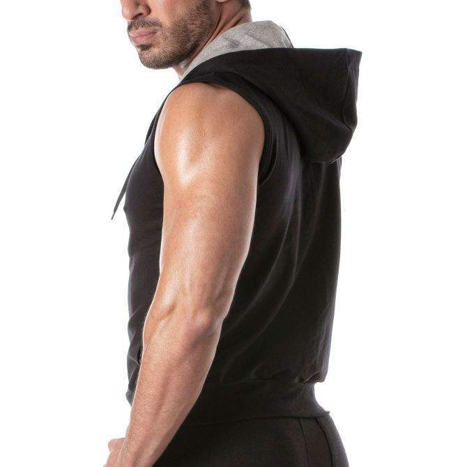 TOF PARIS Zipped Sleeveless Hoodie YKK Vest Tank Top Black