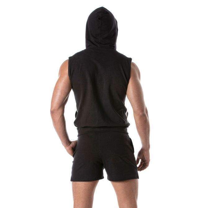 TOF PARIS Zipped Sleeveless Hoodie YKK Vest Tank Top Black