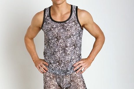 XL Gregg Homme Frisky Sheer Tank Top Tiger Print 130402 GT13