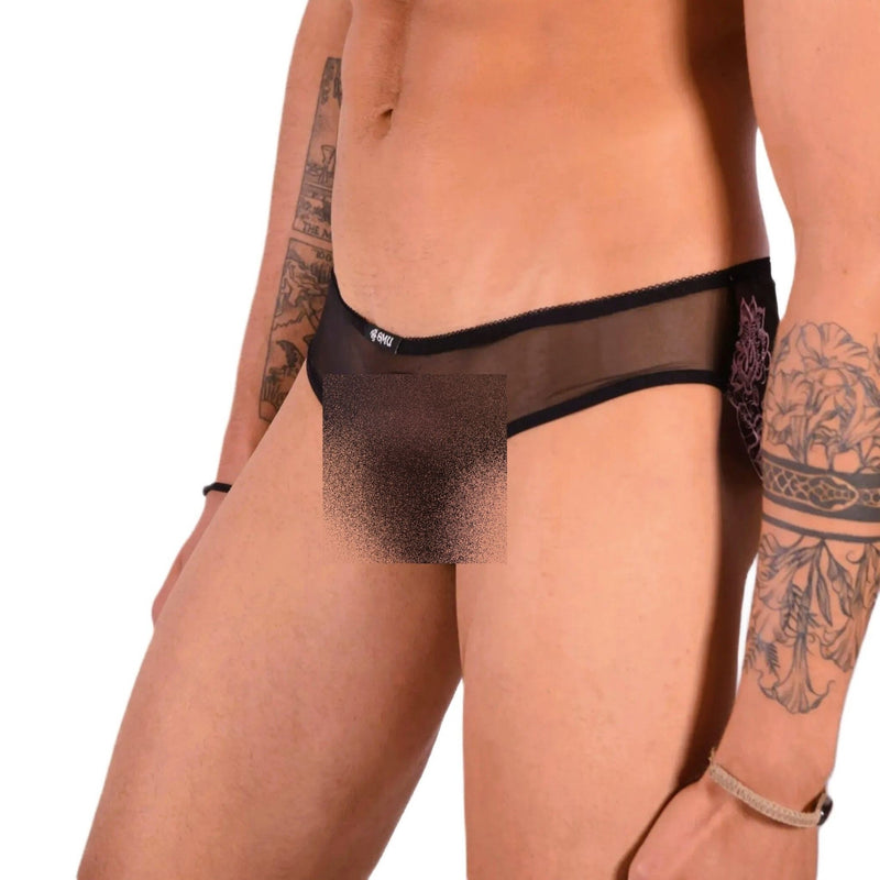 XS SMU Aristocrat C - Thru Lace Brief Black/Purple 33609 MX145