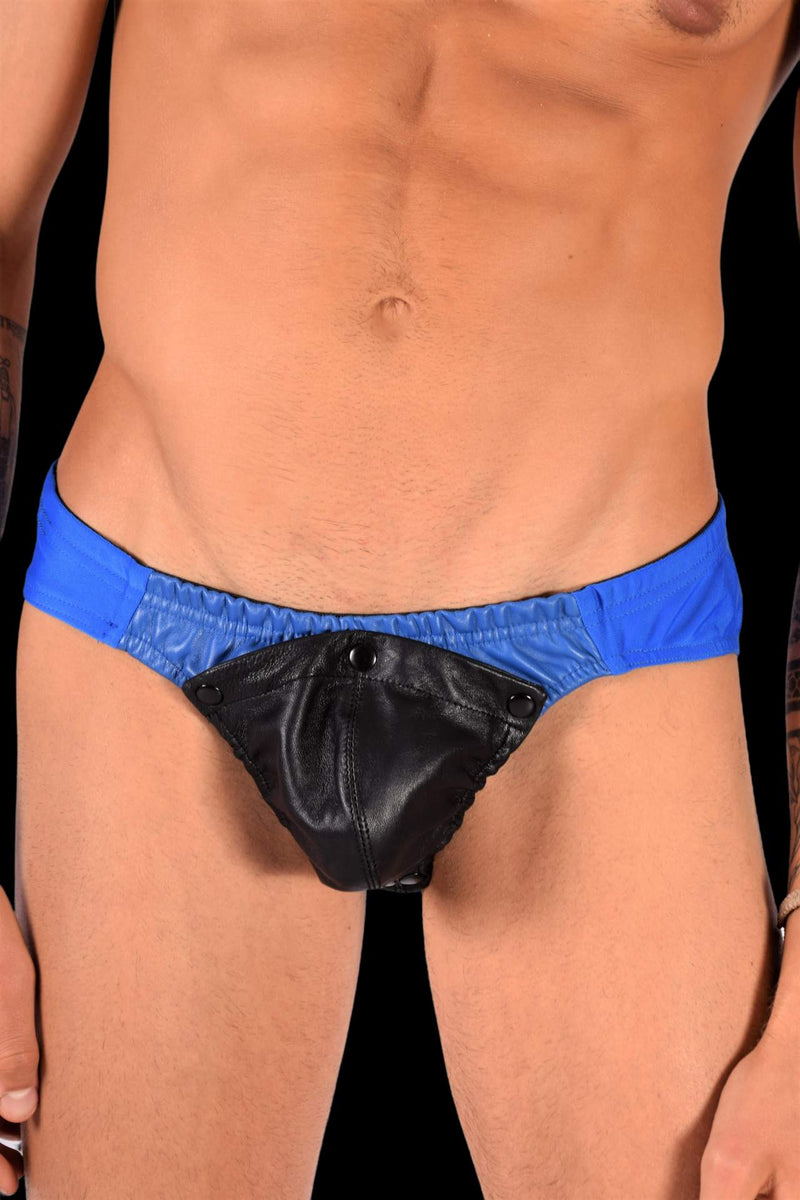 XS SMU Rave Peekaboo Leather Black Pouch Brief Royal H72