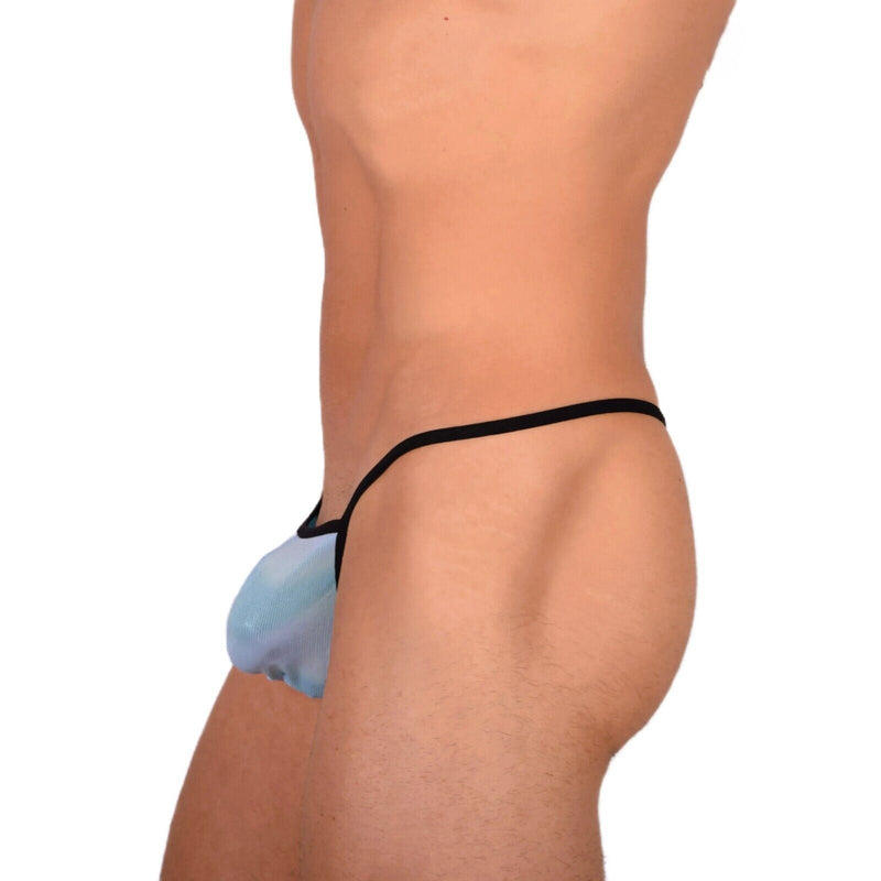 XS Smu Tanning Walking around sheer Light Blue String MX19 340232