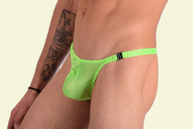 XS/S SMU Mens Detachable Sheer Flashing lime thong 33382 MX116