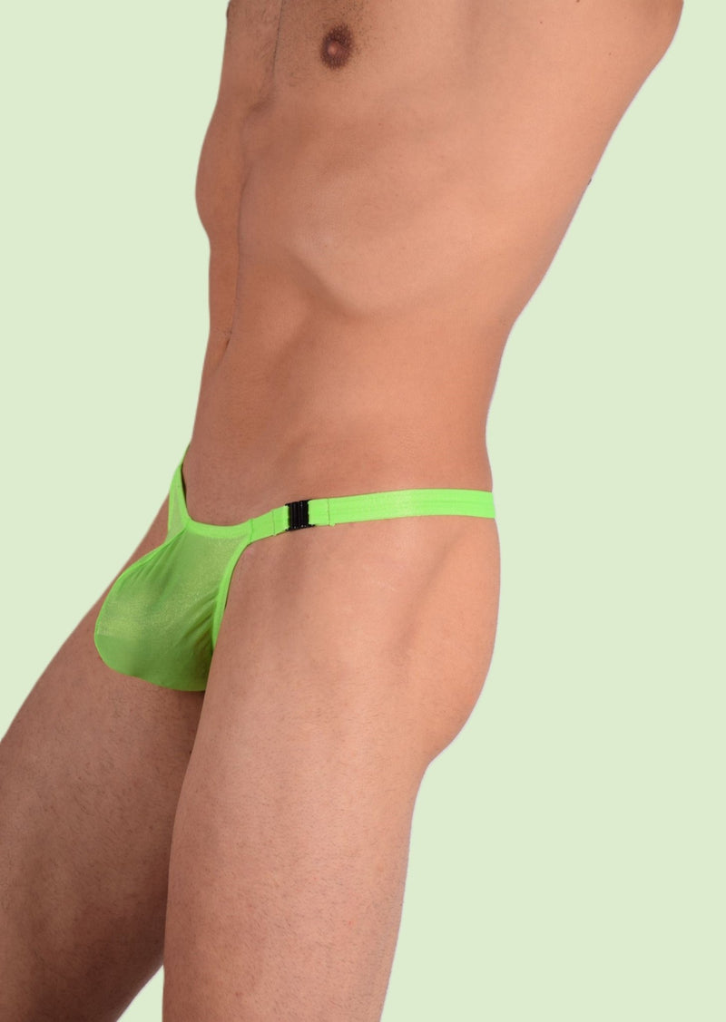 XS/S SMU Mens Detachable Sheer Flashing lime thong 33382 MX118