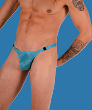 XS/S SMU Mens Detachable Shiny turquoise thong 33385 MX118