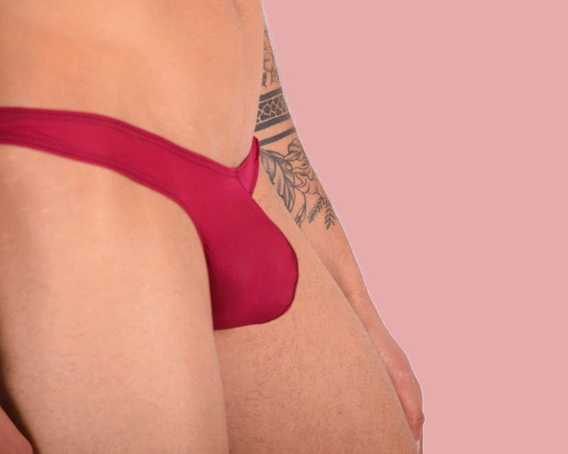 XS/S SMU Mens Underwear Sheer Thong Burgundy 33362 MX116