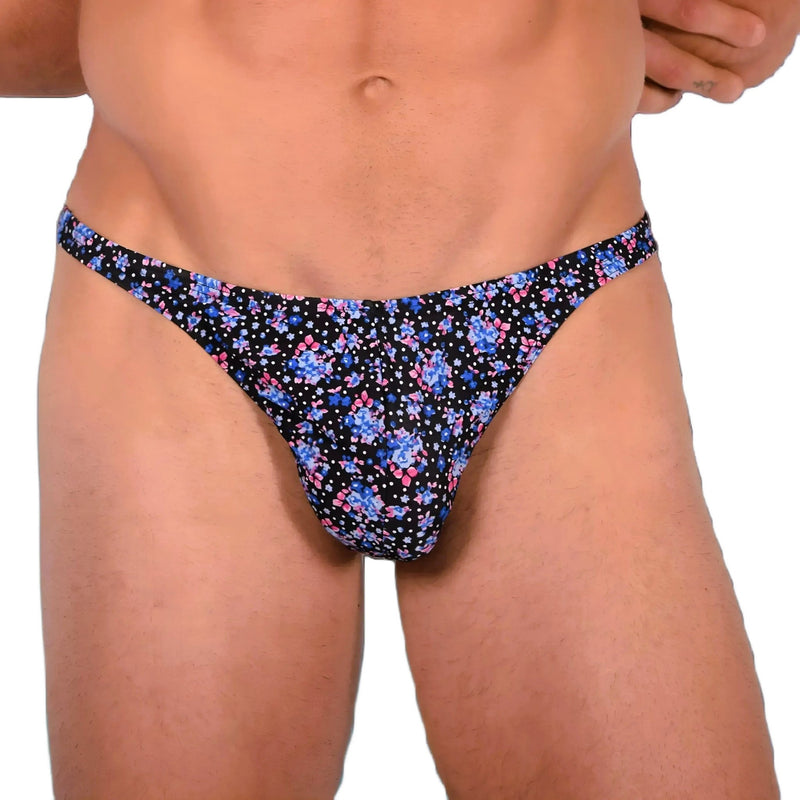 XS/S SMU Sexy Deep Blue Floral Explosion Thong 33653 MX141