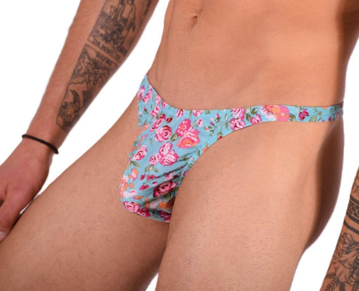 XS/S SMU Super Soft Aqua flower Print Thong 100654 MX92