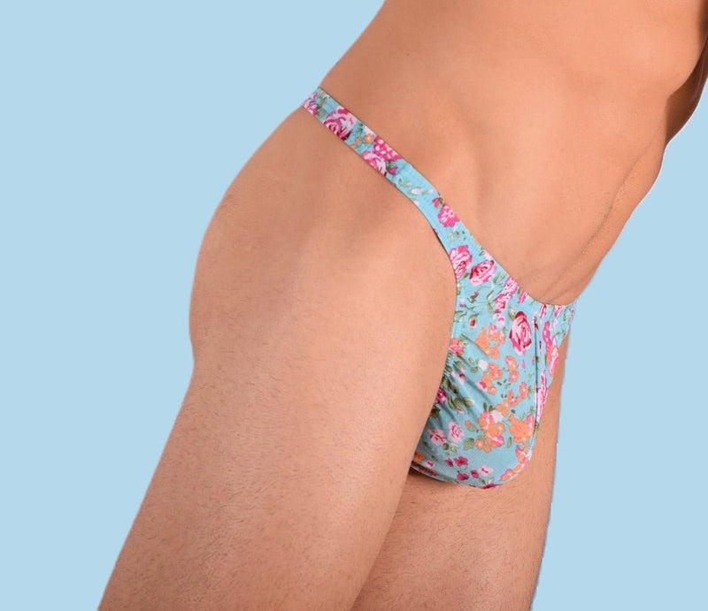 XS/S SMU Super Soft Aqua flower Print Thong 100654 MX97