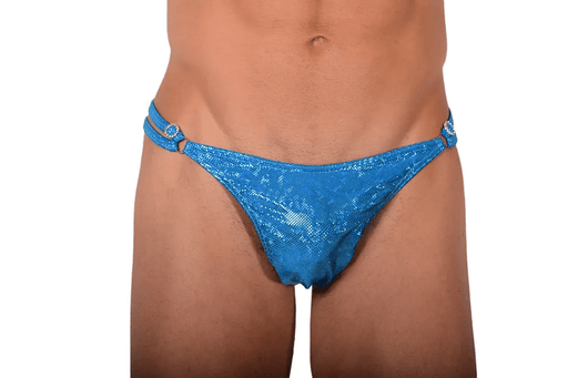 XS/S SMU Thong Rhinestones Flash Aqua 28'' 30'' Waist MX10 1005881