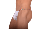 XS/S/M SMU White Thong colorful decoration 28''32'' Waist MX10 1005574