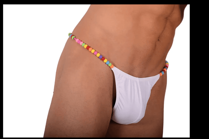 XS/S/M SMU White Thong colorful decoration 28''32'' Waist MX10 1005573