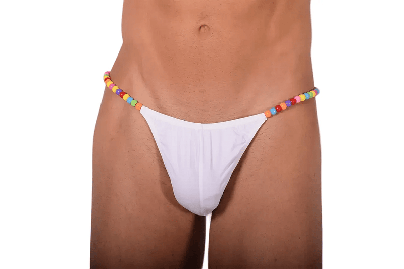 XS/S/M SMU White Thong colorful decoration 28''32'' Waist MX10 1005571
