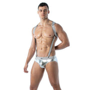 1 TOF PARIS Adjustable Suspender Only in Lurex MAGIC With Press studs O/S Silver - SexyMenUnderwear.com