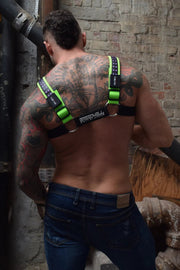 20-LED COLORS HARNESS BREEDWELL STARLIGHT BULLDOG HARNESS NEON GREEN - SexyMenUnderwear.com