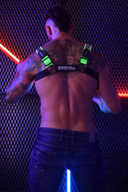 20-LED COLORS HARNESS BREEDWELL STARLIGHT BULLDOG HARNESS NEON GREEN - SexyMenUnderwear.com