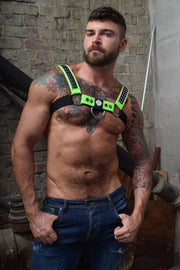 20-LED COLORS HARNESS BREEDWELL STARLIGHT BULLDOG HARNESS NEON GREEN - SexyMenUnderwear.com