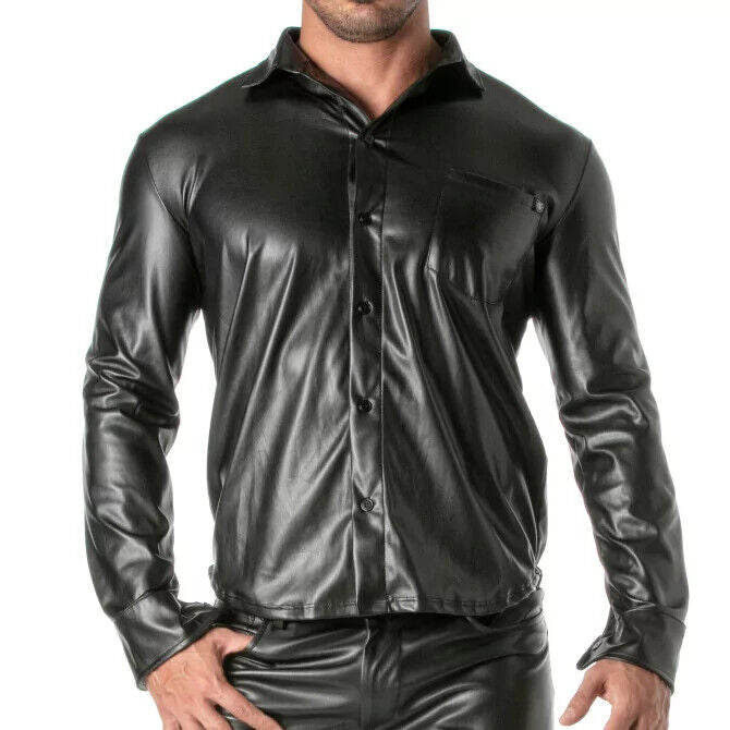 TOF PARIS Kinky Long Sleeves Shirt High Quality Leather-Look Stylish Shirt