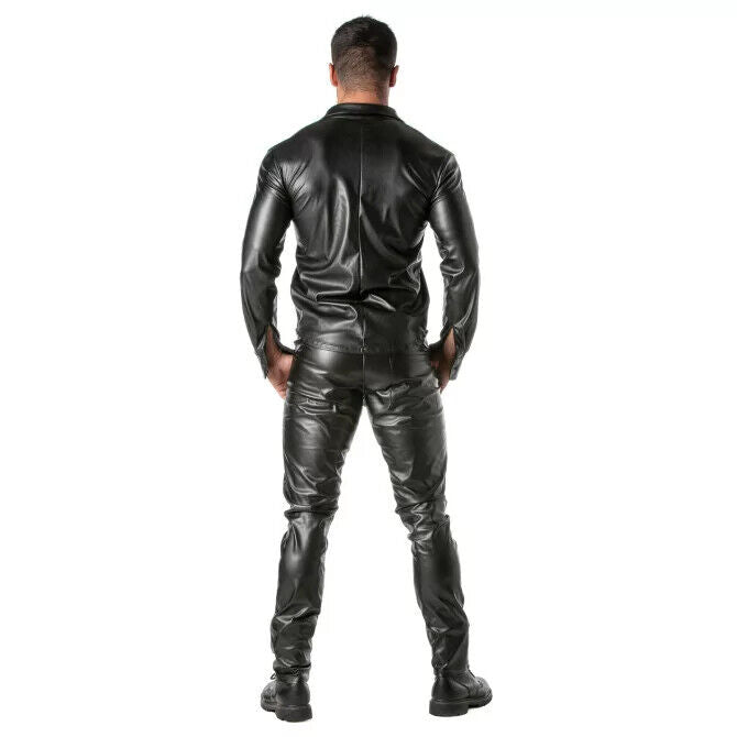 TOF PARIS Kinky Long Sleeves Shirt High Quality Leather-Look Stylish Shirt
