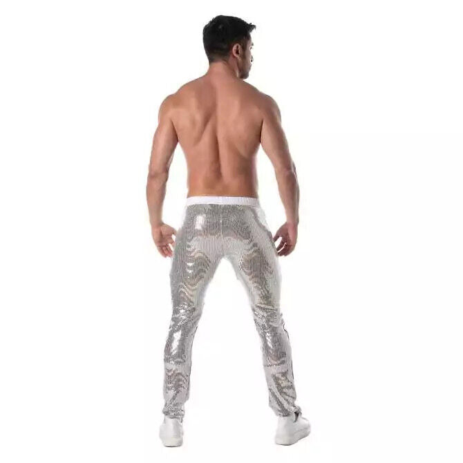 TOF PARIS Pants Glitter Low-Rise Sequin Pant 2-Spacious Pockets Silver 38