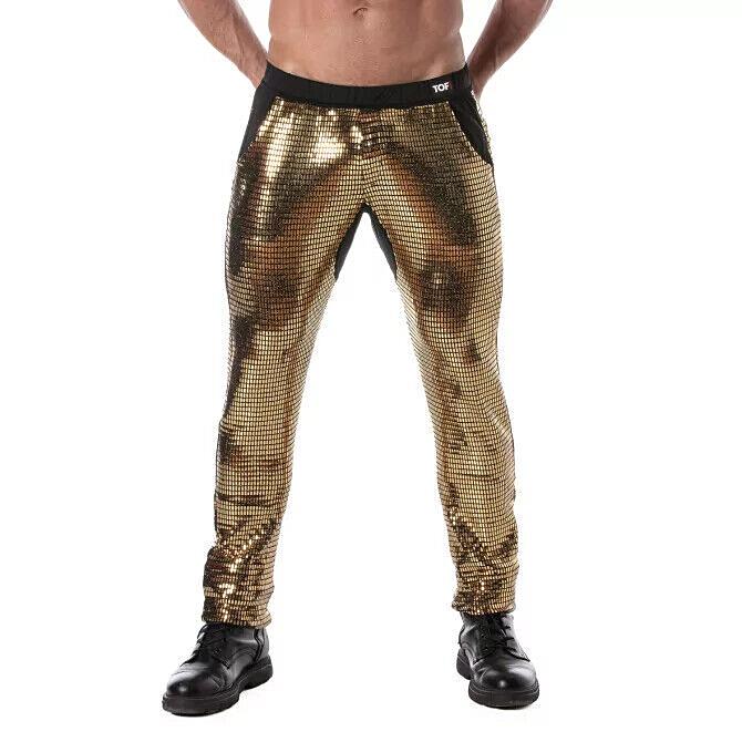 TOF PARIS Pants Glitter Low-Rise Sequin Pant 2-Spacious Pockets Gold 38