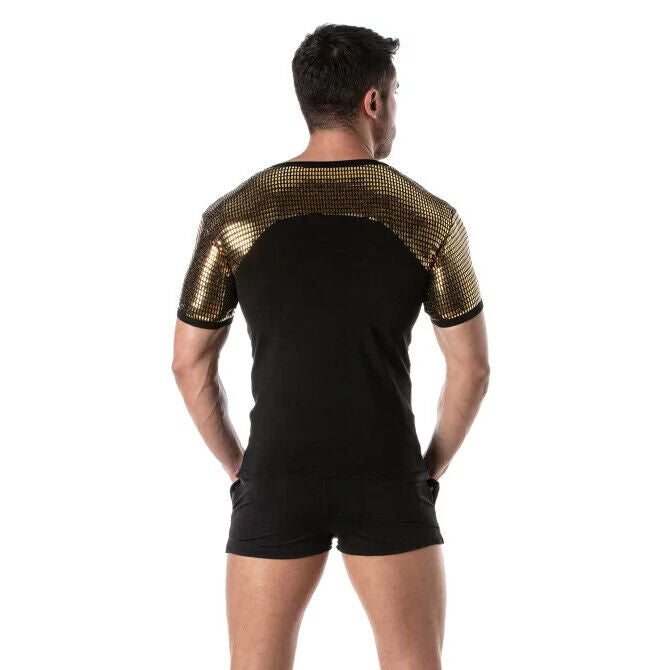 TOF PARIS Shirt Sequins Glitter T-Shirt Fashion Black & Gold 49