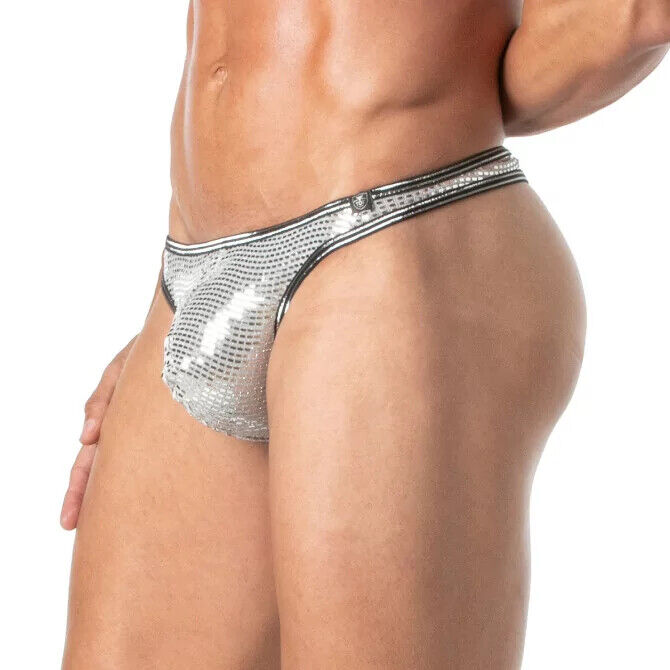 TOF PARIS Glitter Thongs Fashion Elastic Lurex Silver 77