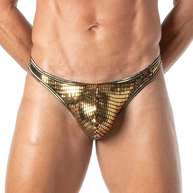 TOF PARIS Glitter Thongs Fashion Elastic Lurex Gold Thong 77
