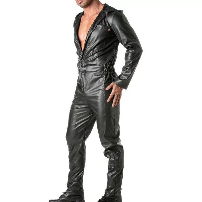 TOF-PARIS Mecano Suits Faux Leather Jumpsuits Kinky Collection Singlet Black