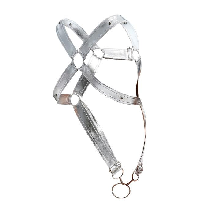 MOB DNGEON Cross C-Ring Harness Wide Adjustable Strap O/S Silver Mirror DMBL07