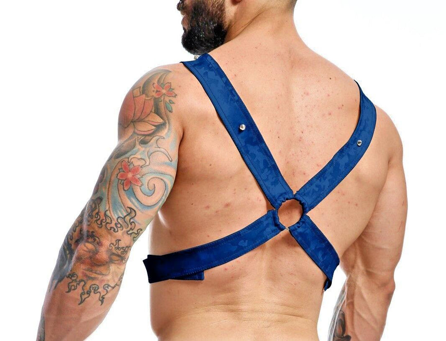 MOB DNGEON Cross Chain Harness Leather-Look One Size Navy-Camo DMBL09-3
