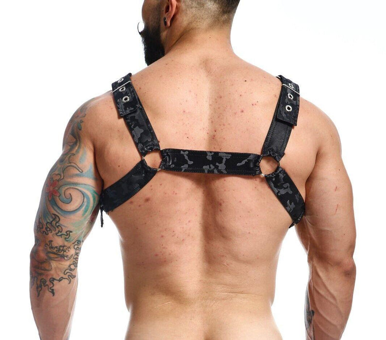 MOB DNGEON Classic Belt Harness O/S in Luxurious Faux Leather Black Camo DMBL13 5