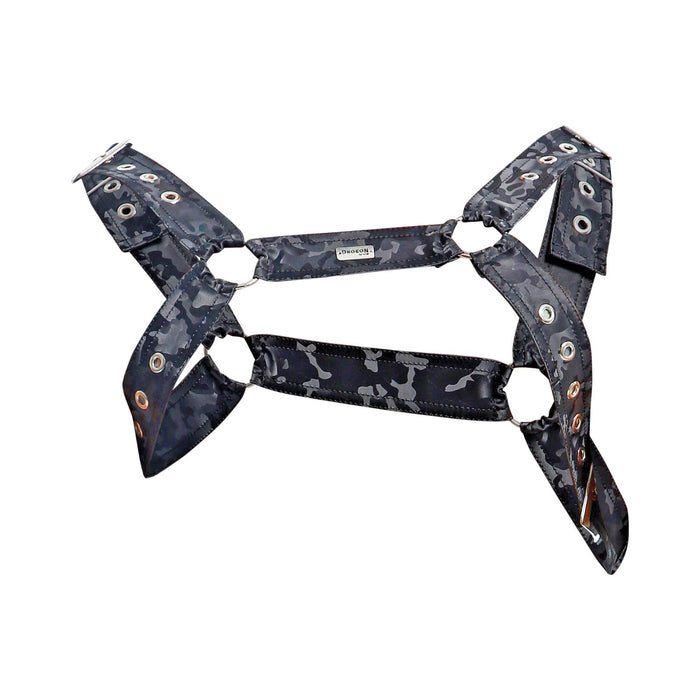 MOB DNGEON Classic Belt Harness O/S in Luxurious Faux Leather Black Camo DMBL13 5