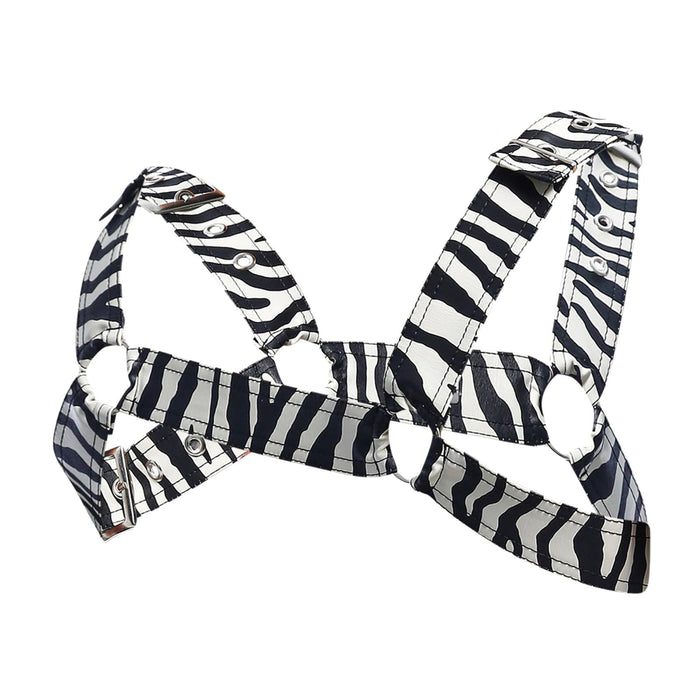 MOB DNGEON Classic Belt Harness O/S Luxurious Leather-Look Zebra Pattern DMBL13 5