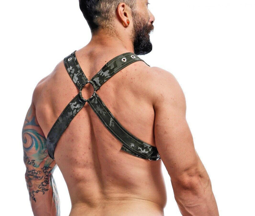 MOB DNGEON Classic Cross Harness Plush Faux-Leather O/S Pure Camo Green DMBL12 6