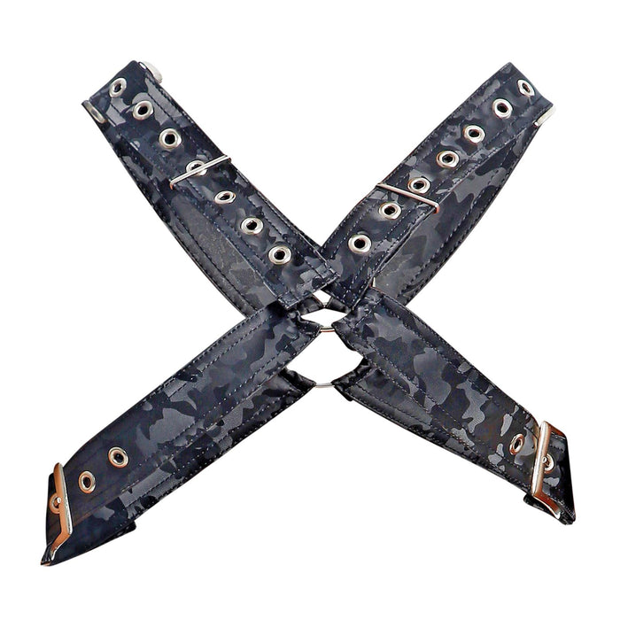 MOB DNGEON Classic Cross Harness Plush Faux Leather O/S Black-Camo DMBL12 6