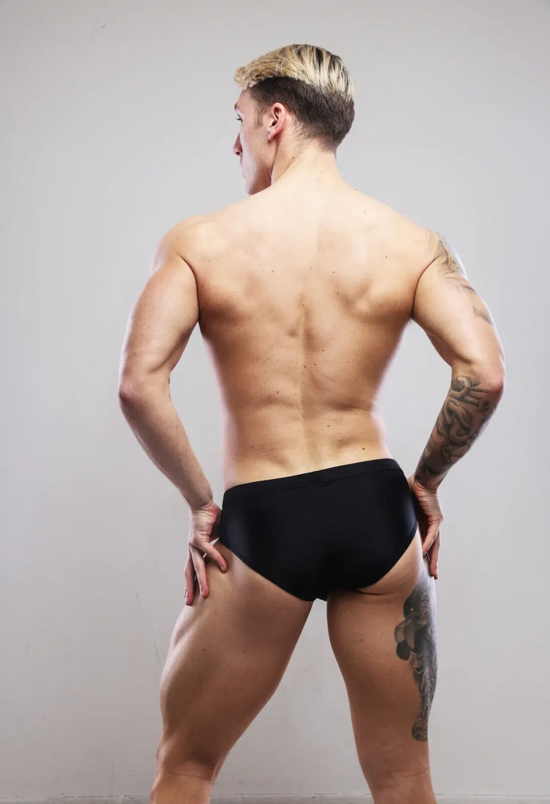 SUKREW Swim Briefs Torrent Rounded Contoured Pouch Lined in Jet Black 35