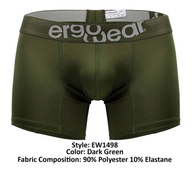 ErgoWear Boxer HIP Trunks Low-Rise Stretchy Boxer Seamed Pouch Green 1498