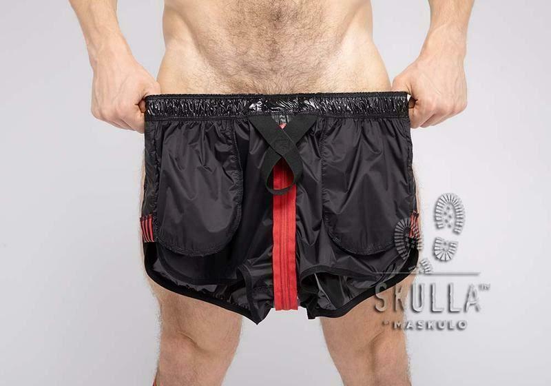 2XL Shorts MASKULO Skulla Shiny Nylon Jogging Short Two-Sided Zipper SH077-10 19 - SexyMenUnderwear.com