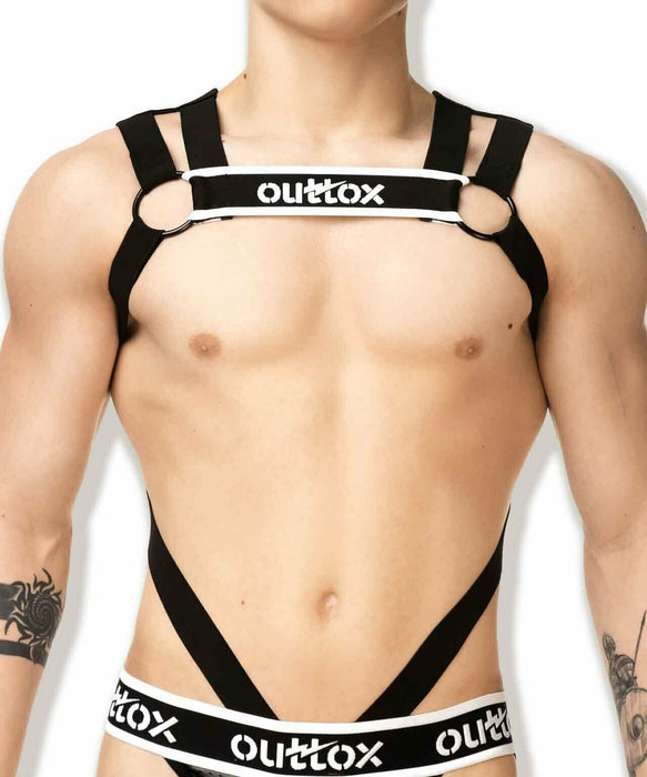 2XL/3XL-Outtox Harness Bulldog With C-Ring White HR141-90 10 - SexyMenUnderwear.com