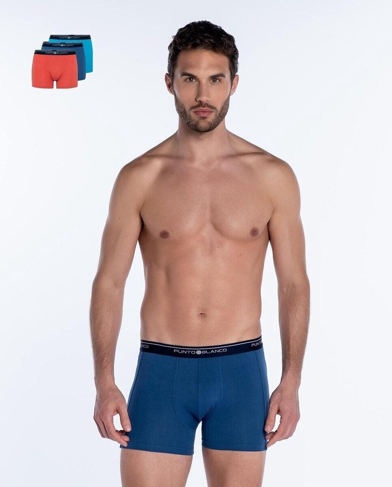 3-Small PUNTO BLANCO Basix Trio Pack Classic Cotton Boxers Assorted 786