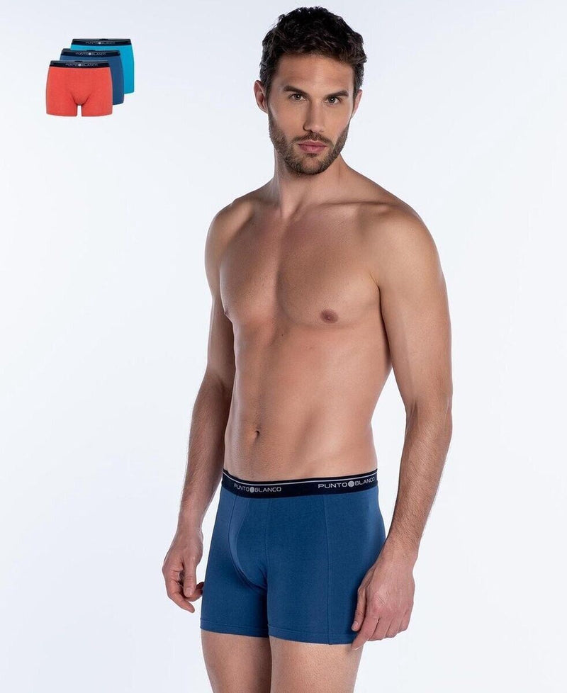 3-Small PUNTO BLANCO Basix Trio Pack Classic Cotton Boxers Assorted 786