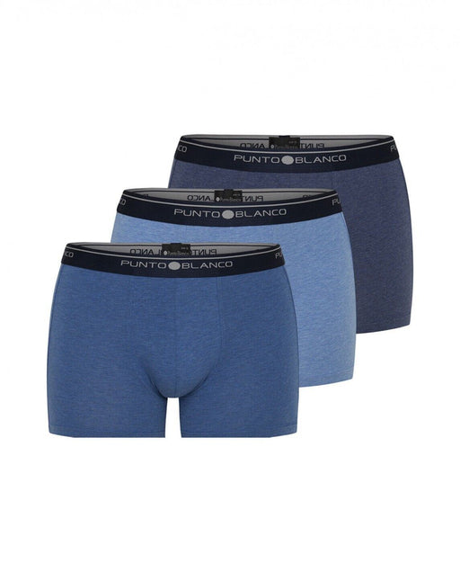 3-Small PUNTO BLANCO Basix Trio Pack Classic Cotton Boxers Blue Assorted 777