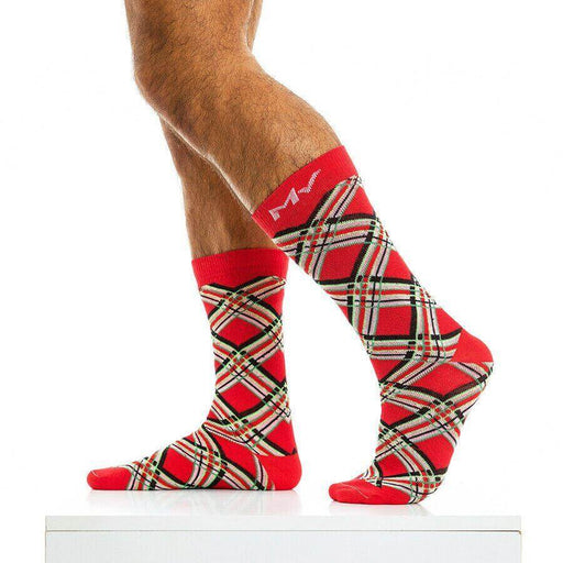 5 to 9in Modus Vivendi Sock CHECK Ribbed Cuffs Socks Cotton Red XS2014 62 - SexyMenUnderwear.com