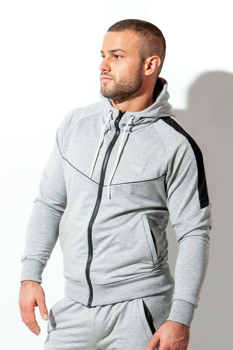 ALEXANDER COBB Athletic Jacket Hoodie & Zipper Extra Soft Gray & Black Hoody - SexyMenUnderwear.com