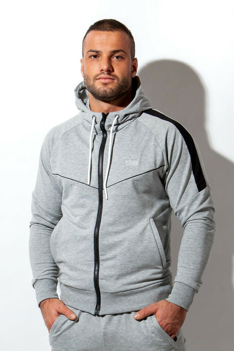 ALEXANDER COBB Athletic Jacket Hoodie & Zipper Extra Soft Gray & Black Hoody - SexyMenUnderwear.com