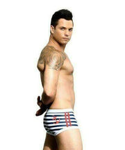 Andrew Christian XS Andrew Christian Boxer Sailor Trunk long Boxers Navy & White XS 7681 20