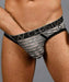 Andrew Christian Brief Sheer Stripe Briefs Sporty Slip Black & Gray 91312 43 - SexyMenUnderwear.com
