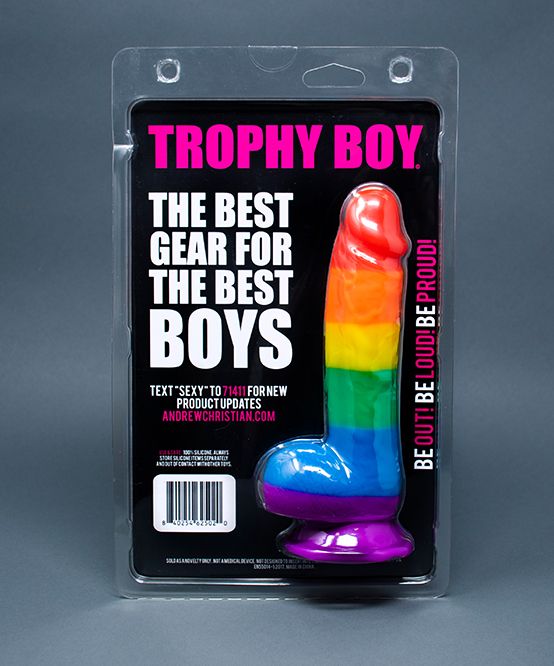 Andrew Christian Dildo Trophy Boy Rainbow Pride Gay Dildo BoyToy 7.5in - SexyMenUnderwear.com